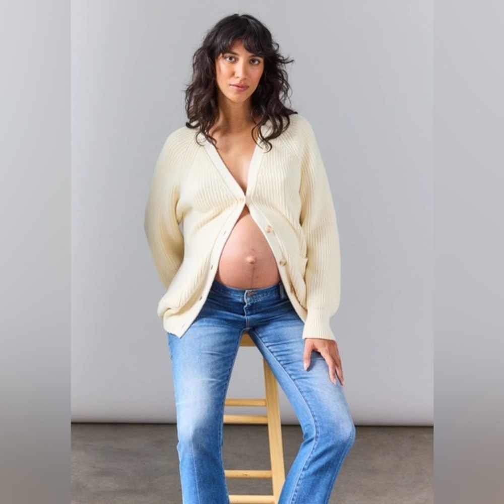 Hatch maternity marlow cotton cardigan sweater 3 large